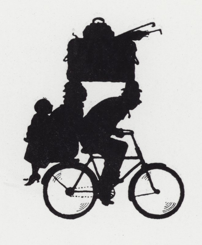 Mit der Familie auf dem Fahrrad unterwegs von William Heath Robinson