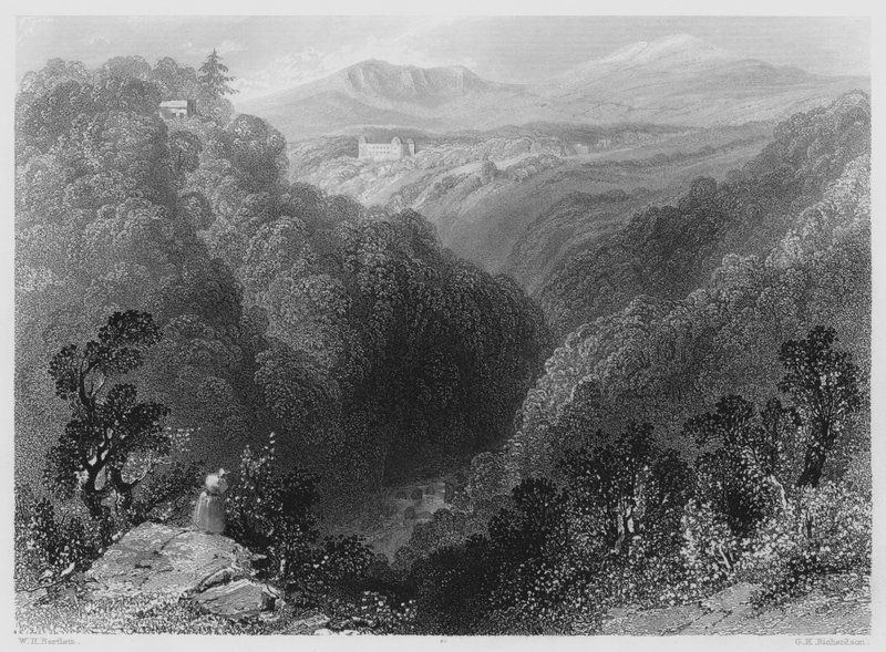 Powerscourt vom Dargle, County Wicklow (Stich) von William Henry (after) Bartlett