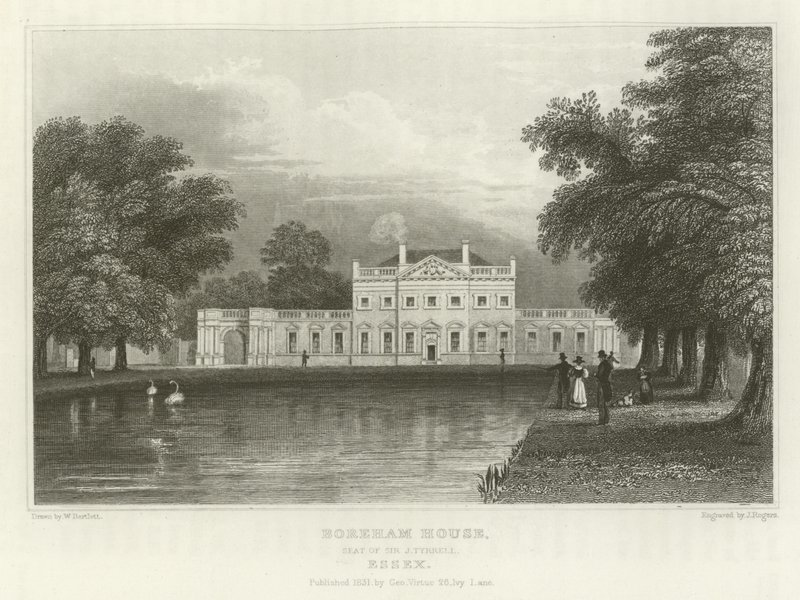 Boreham House, Sitz von Sir J Tyrrell, Essex von William Henry Bartlett