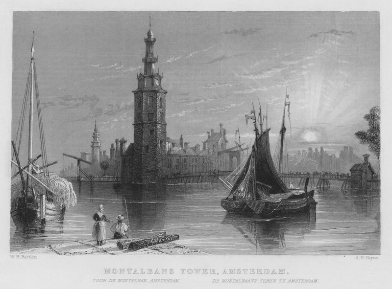 Montalbans Turm, Amsterdam (Stich) von William Henry Bartlett