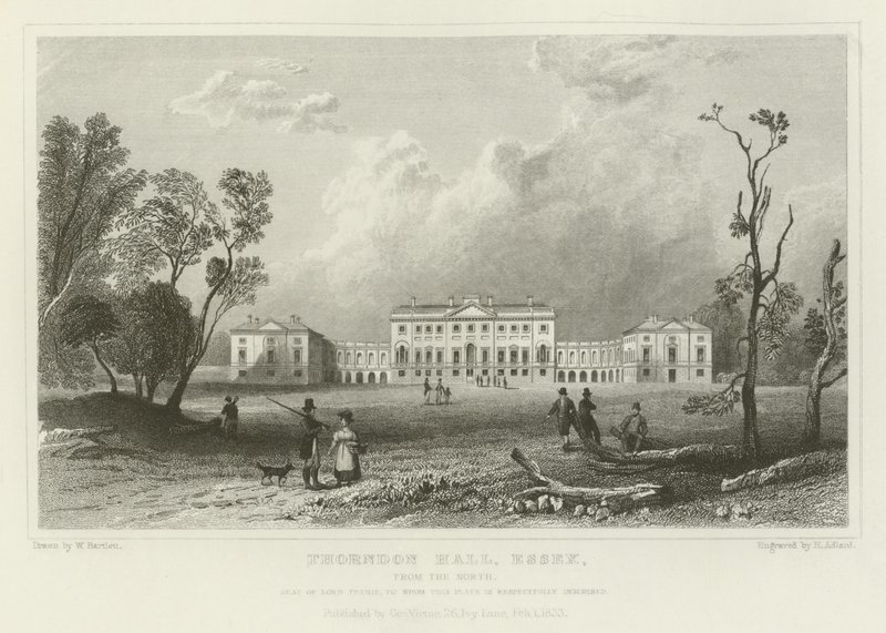 Thorndon Hall, Essex, von Norden, Sitz von Lord Petrie von William Henry Bartlett
