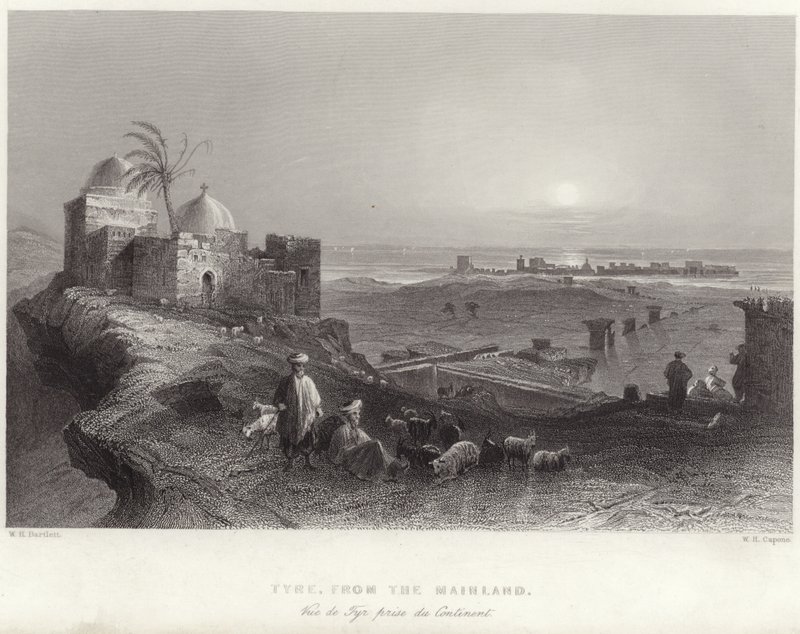 Tyrus vom Festland aus von William Henry Bartlett