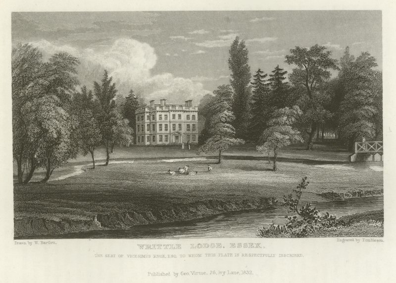 Writtle Lodge, Essex, der Sitz von Vicesimus Knox, Esquire von William Henry Bartlett