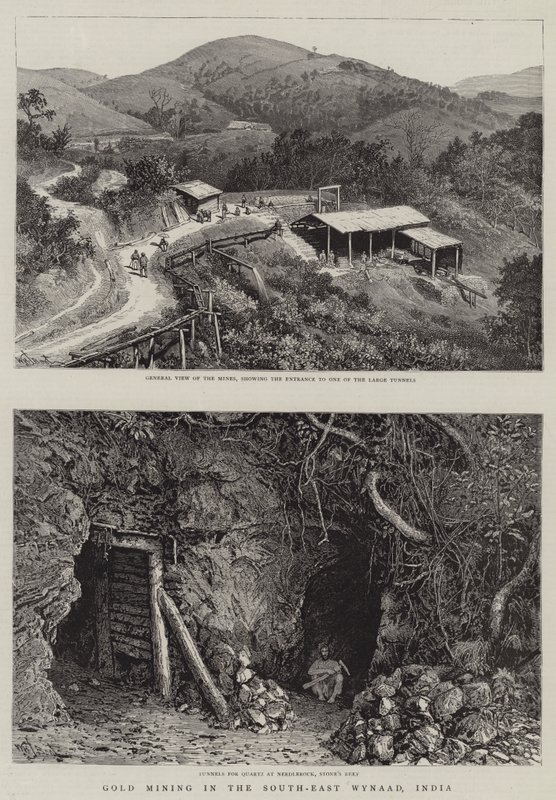 Goldabbau in Südost-Wynaad, Indien von William Henry James Boot
