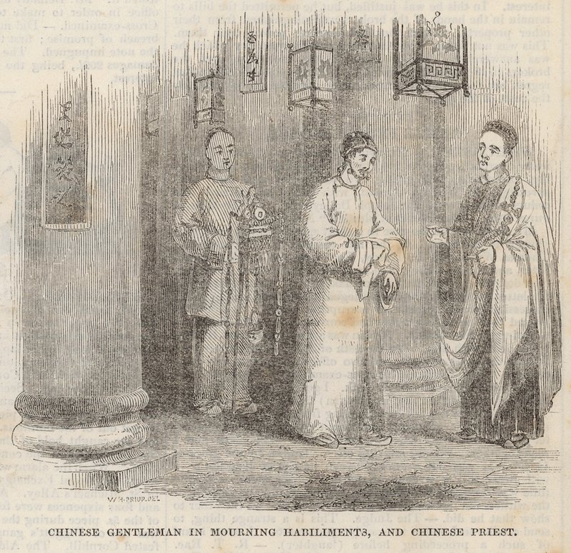 Chinesischer Herr in Trauerkleidung und chinesischer Priester von William Henry Prior