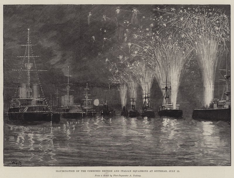 Beleuchtung der kombinierten britischen und italienischen Geschwader in Spithead, 12. Juli von William Heysham Overend
