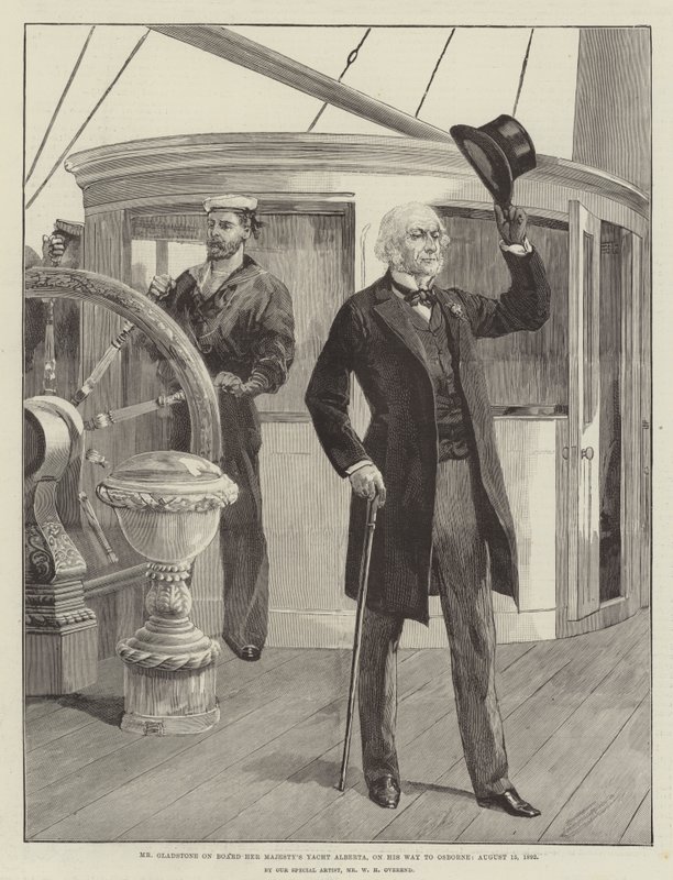 Mr. Gladstone an Bord der Yacht Ihrer Majestät Alberta, auf dem Weg nach Osborne, 15. August 1892 von William Heysham Overend