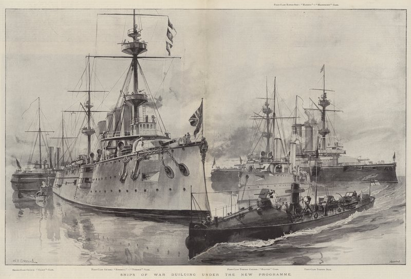 Kriegsschiffe im Bau nach dem neuen Programm von William Heysham Overend