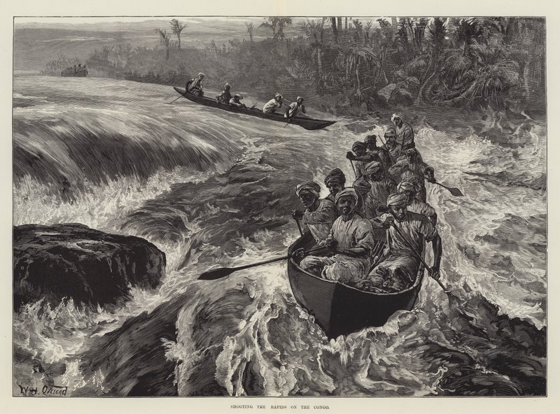 Die Stromschnellen auf dem Kongo befahren von William Heysham Overend