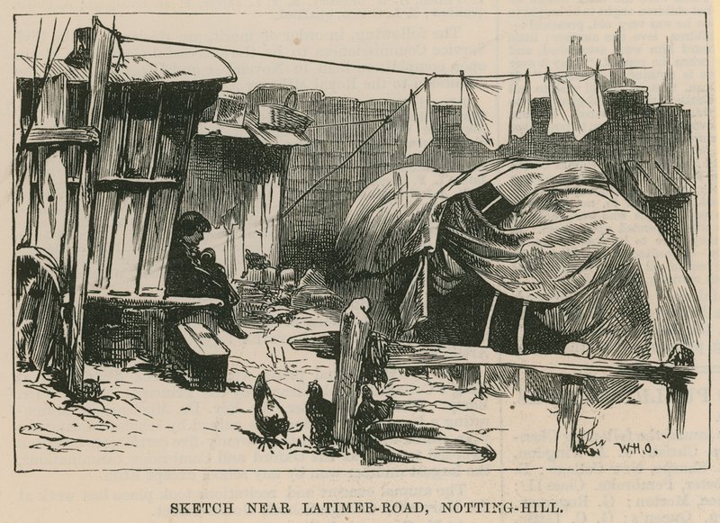 Skizzen des Zigeunerlebens; Skizze in der Nähe der Latimer Road, Notting Hill von William Heysham Overend