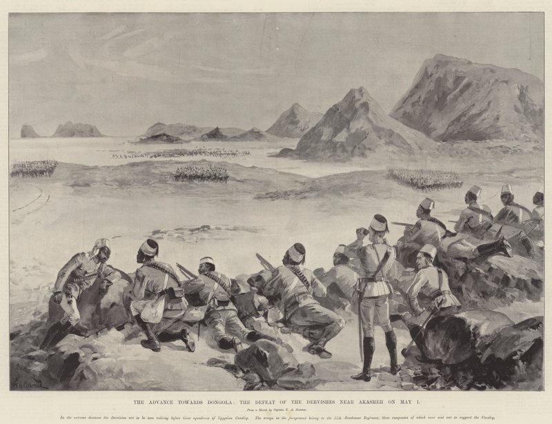 Der Vormarsch nach Dongola, die Niederlage der Derwische bei Akasheh am 1. Mai von William Heysham Overend