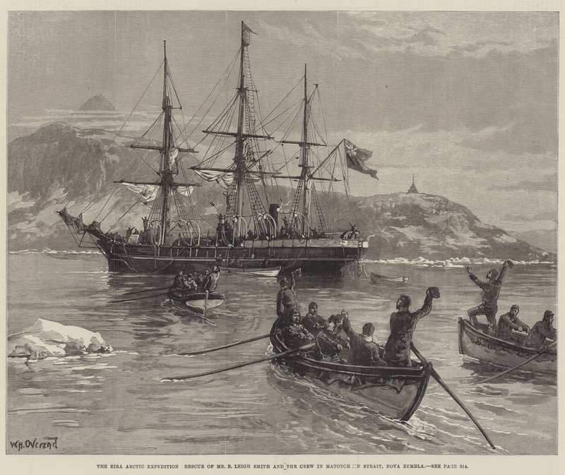Die Eira-Arktis-Expedition, Rettung von Mr. B. Leigh Smith und der Besatzung in der Matotchkin-Straße, Nova Zembla von William Heysham Overend