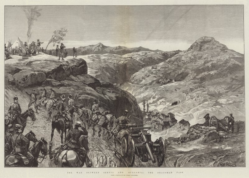 Der Krieg zwischen Serbien und Bulgarien, der Dragoman-Pass von William Heysham Overend
