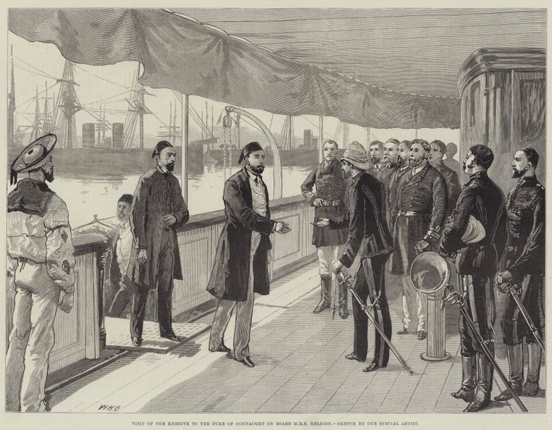 Besuch des Khediven beim Herzog von Connaught an Bord der HMS Helicon von William Heysham Overend