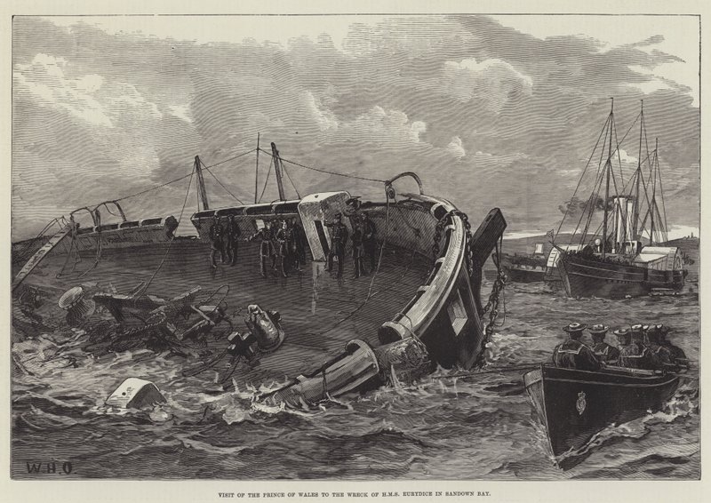 Besuch des Prinzen von Wales am Wrack der HMS Eurydice in der Sandown Bay von William Heysham Overend