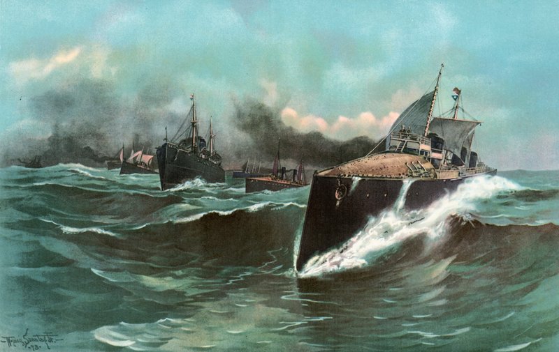 Spaniens Torpedoboot-Flottille auf dem Weg von den Kanaren nach Puerto Rico von William Louis Jnr. Sonntag
