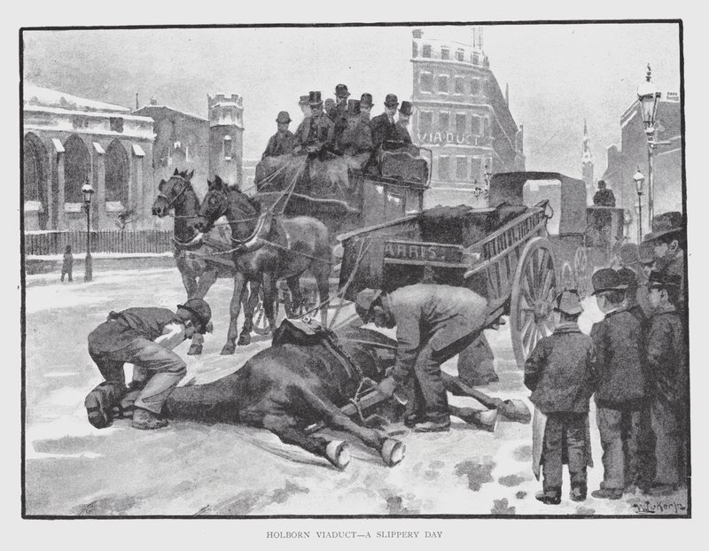 Holborn Viaduct, ein rutschiger Tag von William Luker