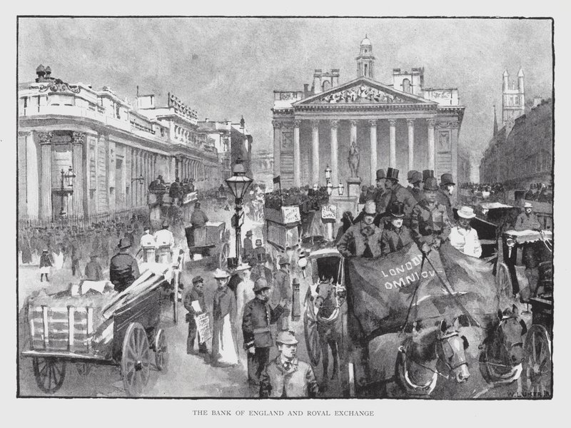 Die Bank von England und Royal Exchange von William Luker