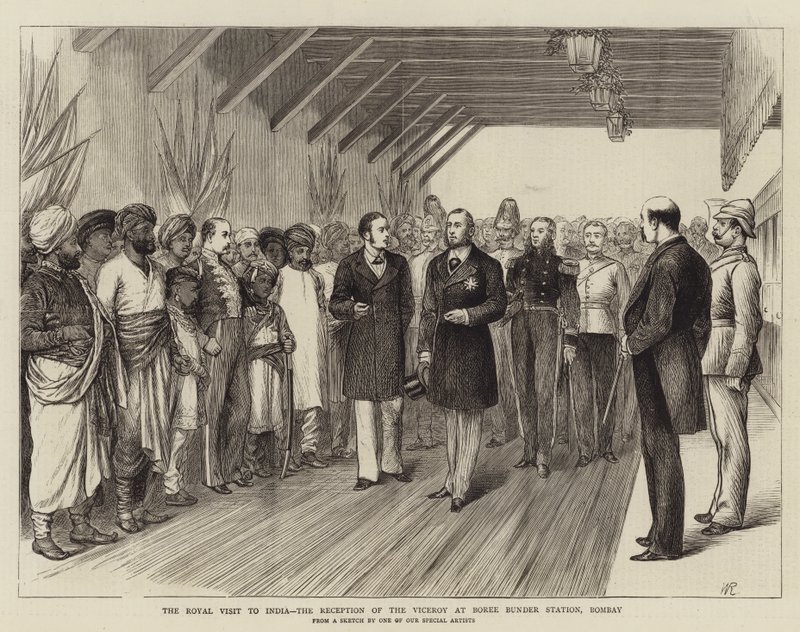 Der königliche Besuch in Indien, der Empfang des Vizekönigs am Boree Bunder Bahnhof, Bombay von William Ralston