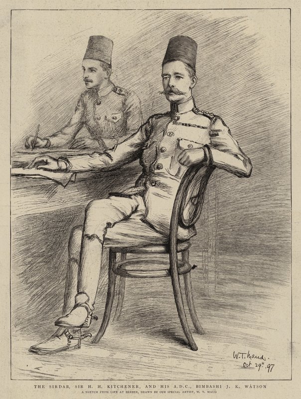 Der Sirdar, Sir H H Kitchener, und sein ADC, Bimbashi J K Watson von William T. Maud
