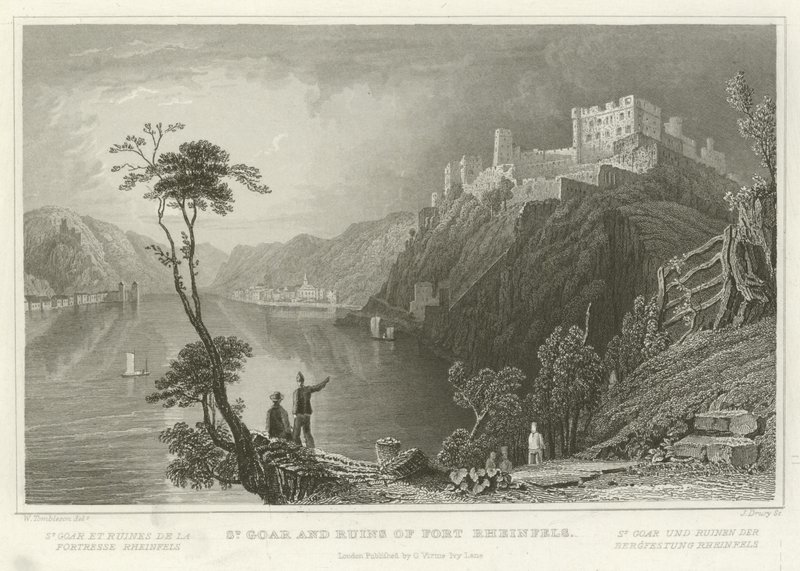 St. Goar und Ruinen der Festung Rheinfels von William Tombleson