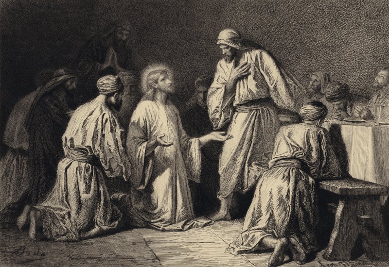 Jesus betet inmitten seiner Jünger von after Albert Robida