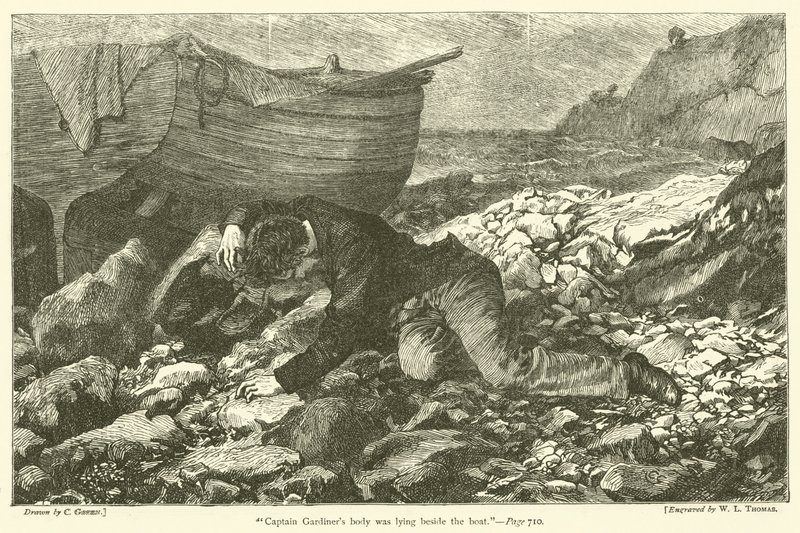 Der Körper von Kapitän Gardiner lag neben dem Boot von after Charles Green