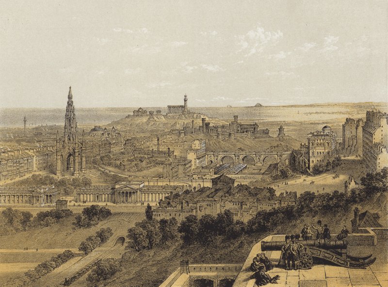Blick auf Edinburgh vom Schloss von after David Roberts