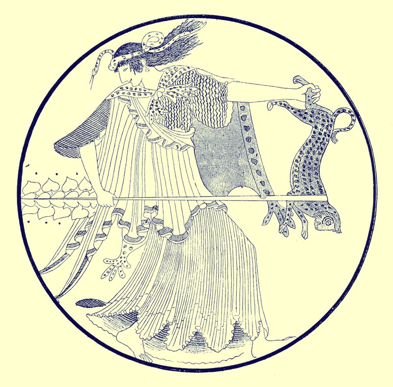 Mänade, Illustration aus Griechische Vasenmalereien von J. E. Harrison und D. S. MacColl, veröffentlicht 1894 von after English School