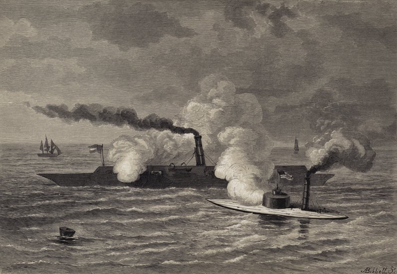 Angriff des Monitors auf die Merrimack von after Felix Octavius Carr Darley