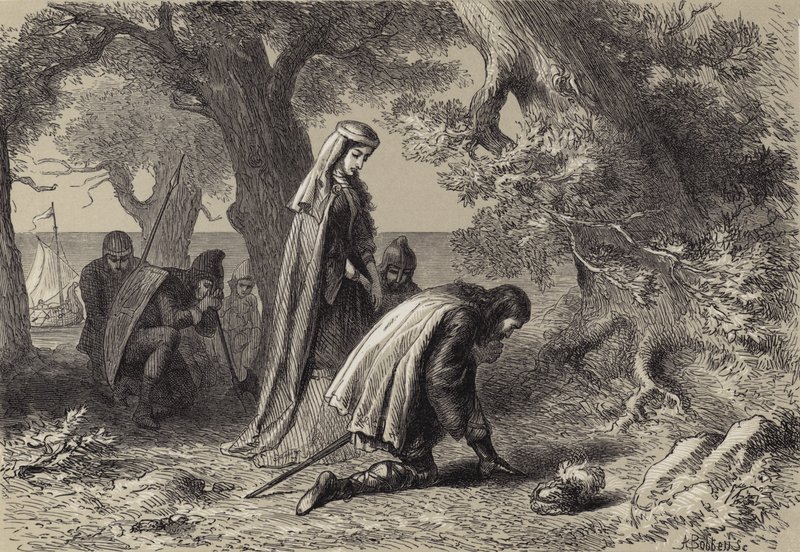 Thorfin und Gudrida am Ufer von Vineland von after Felix Octavius Carr Darley