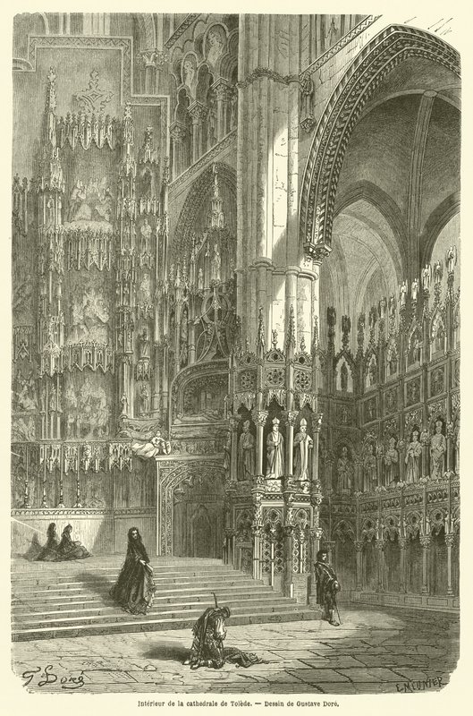 Innenraum der Kathedrale von Toledo von Gustave after Dore