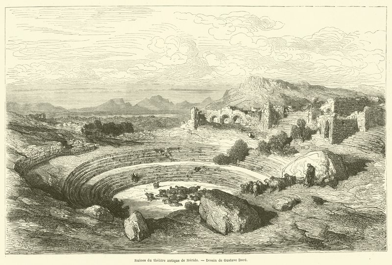 Ruinen des antiken Theaters von Merida von Gustave after Dore