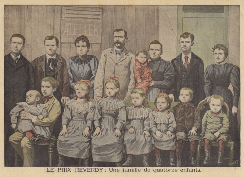 Empfänger des Reverdy-Preises. Die Familie Vandenbrouch und ihre vierzehn Kinder von after Henri Meyer