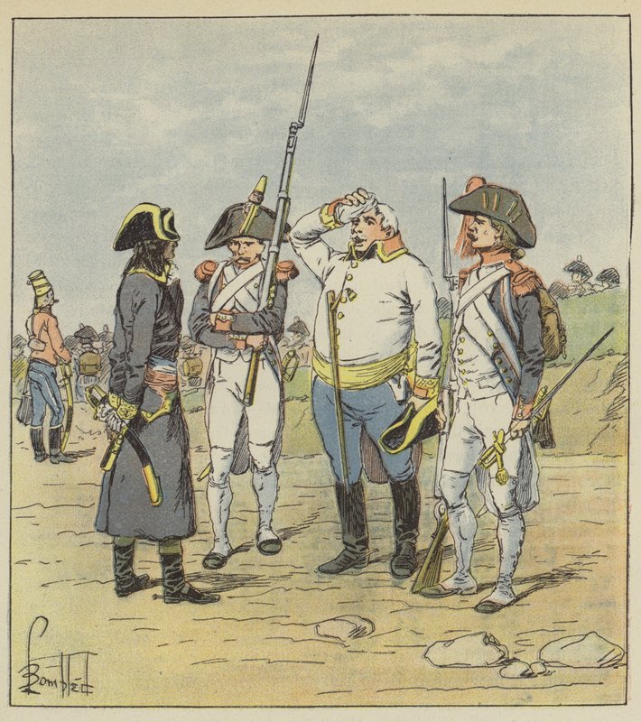Bonaparte verhört einen dicken österreichischen Major, der gefangen genommen wurde von after Louis Charles Bombled