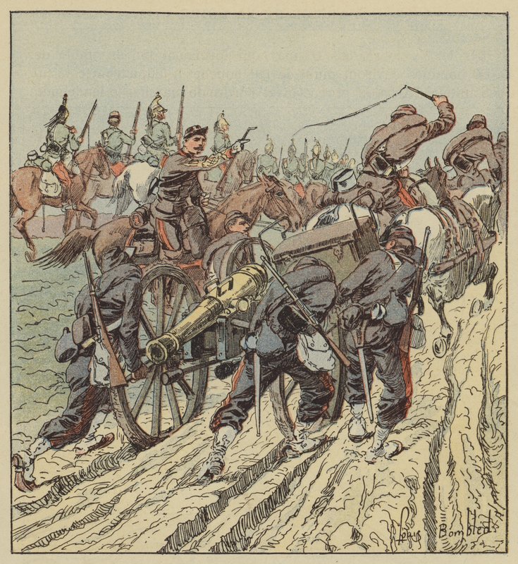 Kampf von Artenay, Rückzug der Artillerie unter dem Schutz des 6. Dragonerregiments von after Louis Charles Bombled