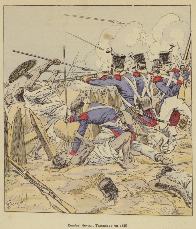 Kampf vor Tamatave im Jahr 1829 von after Louis Charles Bombled