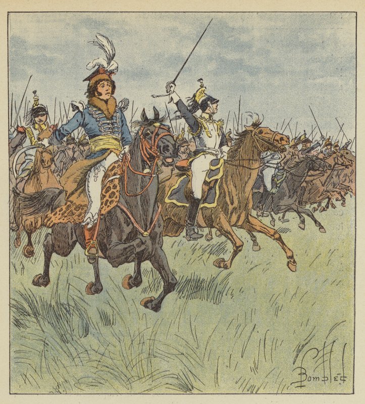 Niemals sah man an der Spitze einer Kavallerie jemanden so brillant, so mutig, so entschlossen von after Louis Charles Bombled