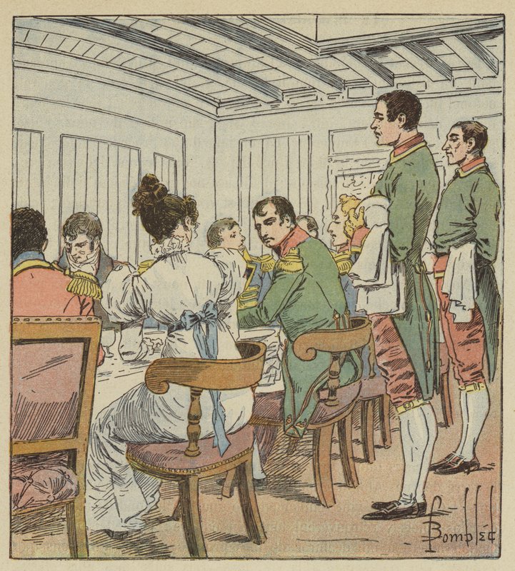 Der Kaiser hatte zu seiner Linken Mme de Montholon von after Louis Charles Bombled