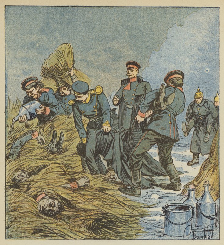 Die Preußen verbrennen ihre Toten von after Louis Charles Bombled