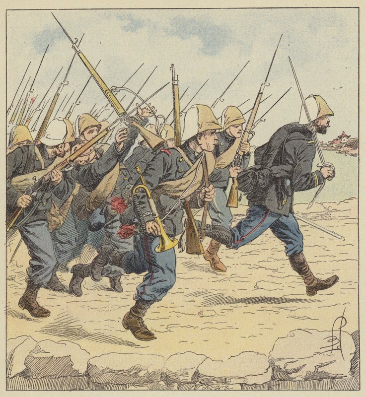 Marineinfanterie auf der Straße von Tien-Tsin von after Louis Charles Bombled