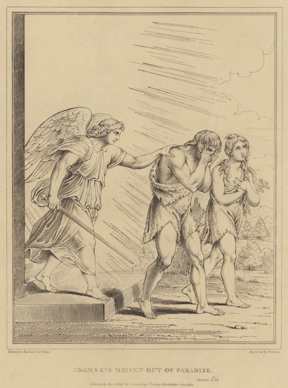 Adam und Eva werden aus dem Paradies vertrieben, Genesis von after Raphael