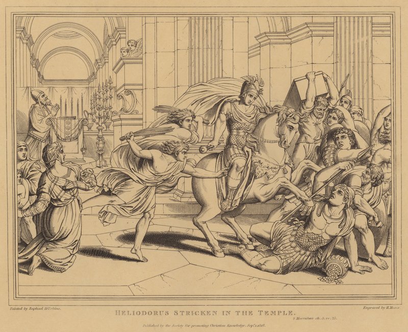 Heliodor wird im Tempel geschlagen, 2 Makkabäer von after Raphael