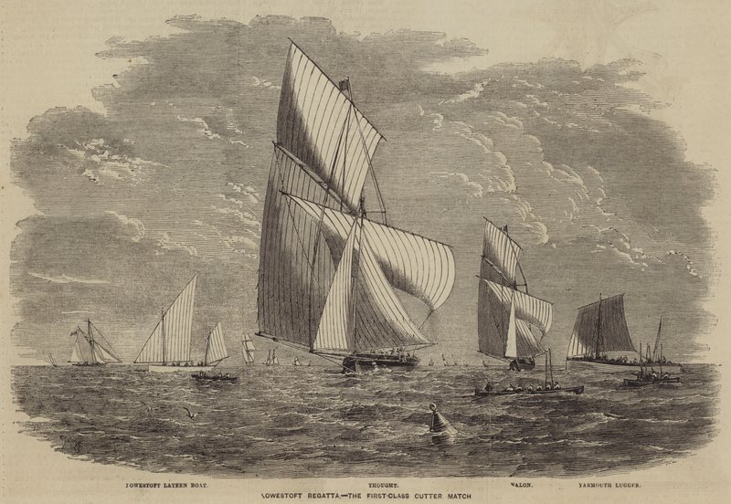 Lowestoft-Regatta, das Rennen der Erstklass-Kutter von after Thomas Harrington Wilson