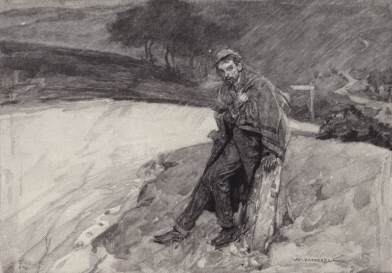 Jude am Meilenstein: Szene aus Thomas Hardys Roman Jude der Unbekannte von after William Hatherell
