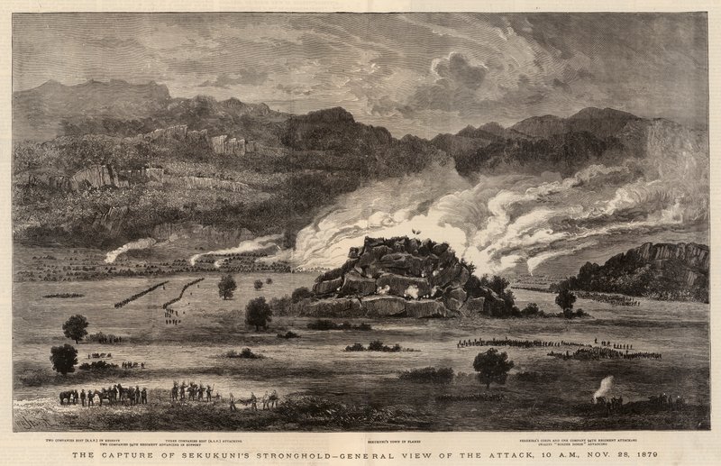 Die Eroberung der Festung von Sekukuni, Gesamtansicht des Angriffs, 10 Uhr, 28. November 1879 von after William Henry James Boot