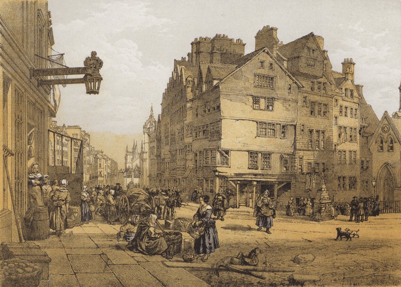 High Street vom Kopf des West Bow, Lawnmarket von after William Leighton Leitch