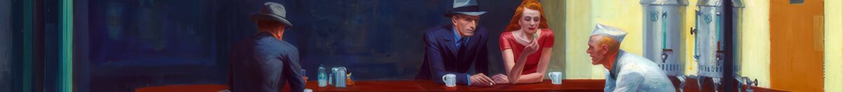 Nachtschwärmer (Edward Hopper), Detail: Paar am Tresen