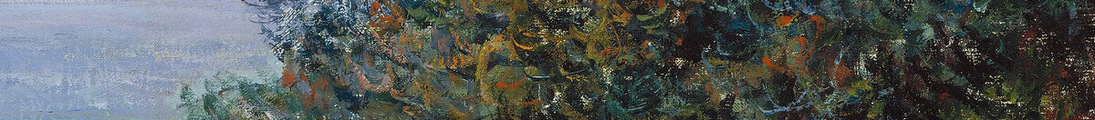 Straße bei La Cavée, Pourville (Claude Monet), Detail: Dunkles Buschwerk am Hang