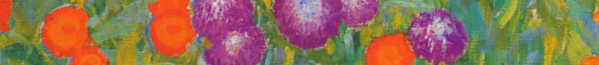 Bauerngarten (Gustav Klimt), Detail: Violette Astern und rote Mohnblüten